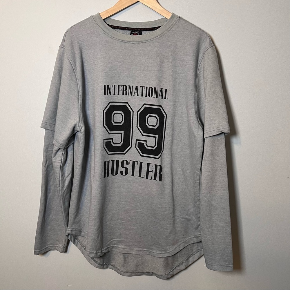 Sean Combs ENYCE New York Mens XXL HIP HOP Sweatshirt Grey Blue 99 Hustler Shirt
